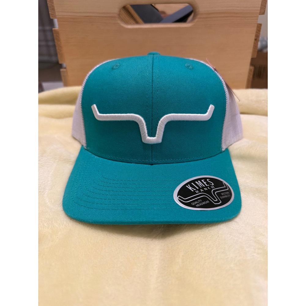 Kimes Ranch Weekly Trucker Hat Teal White Mesh Snapback Western Logo Cap NEW